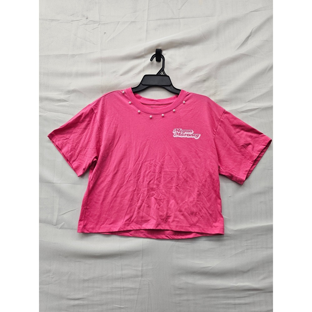 Megan Moroney Womens Graphic Crop T-Shirt Pink Cotton Blend Casual Size Small